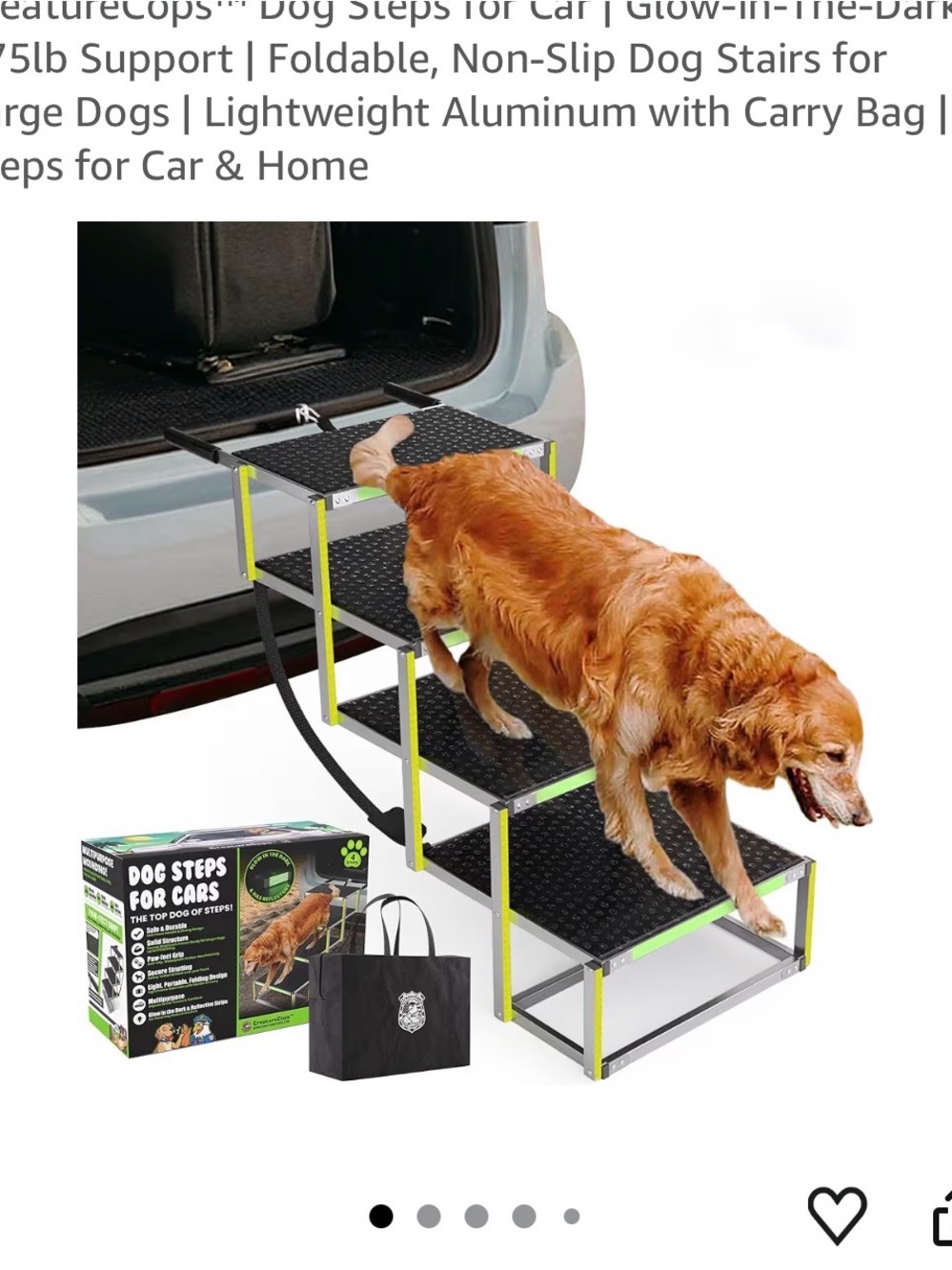 Foldable Dog Steps for Car - Black and Yellow Pet Ramp